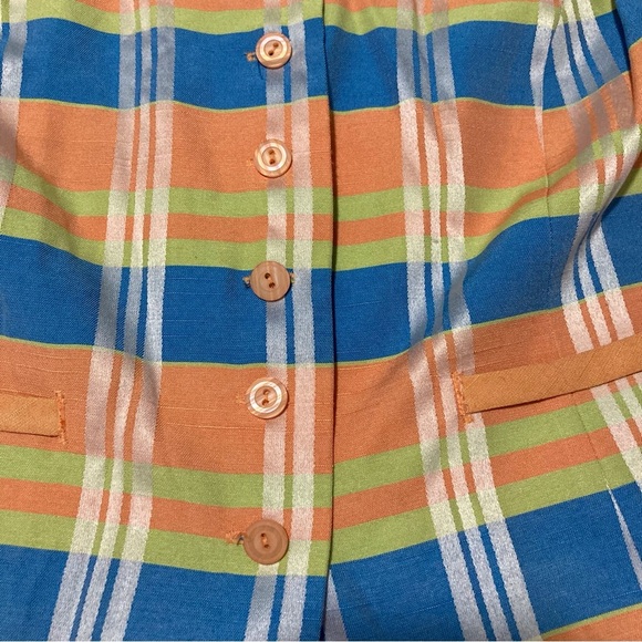 Vintage Sweet Suit Plaid Notched Collar Sleeveless Blazer | Sherbet Colors - Picture 5 of 10